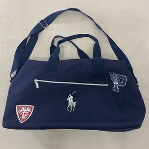 Polo Ralph Lauren Fragrances Logo P Wing Patch Duffle Gym Travel Bag Navy Blue